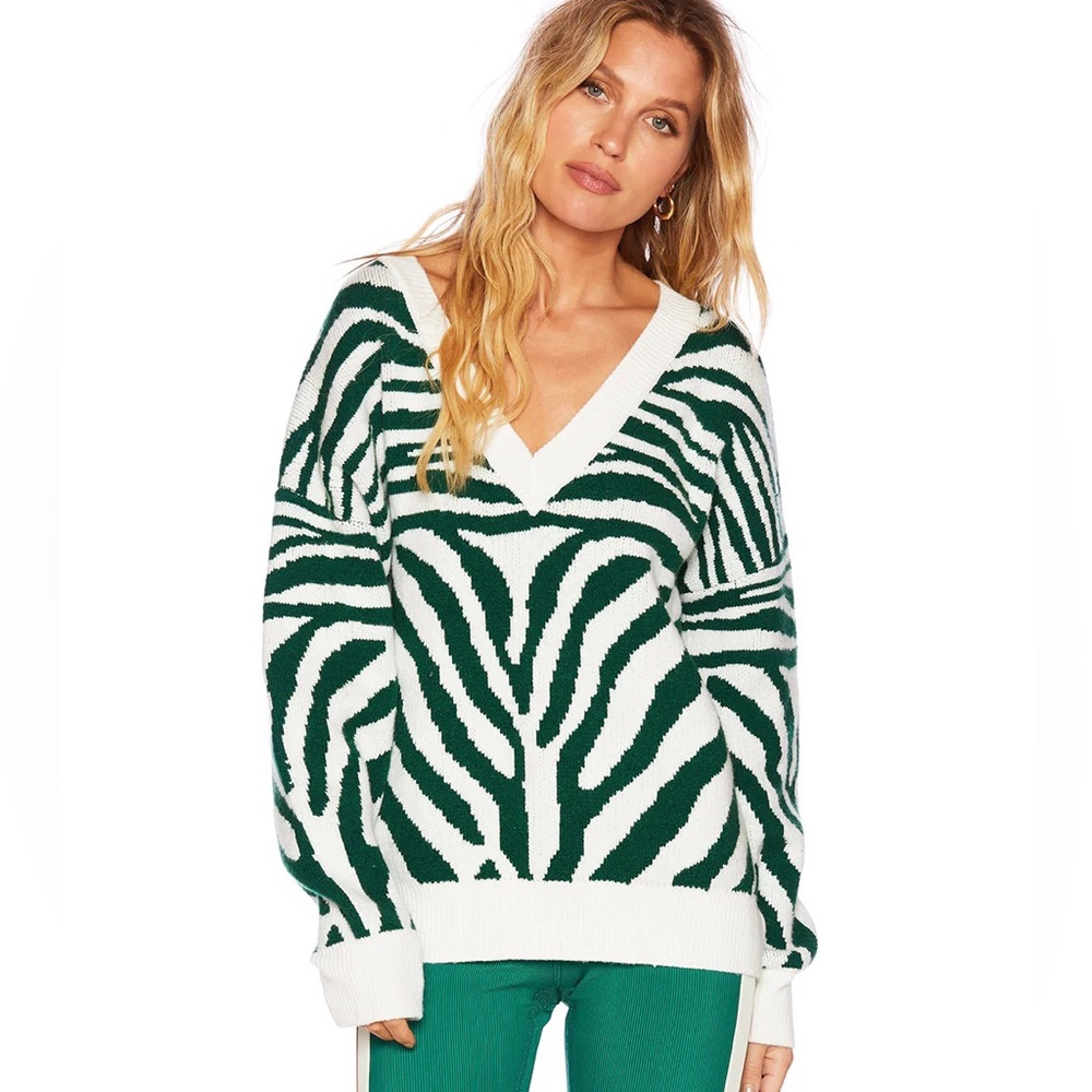Beach Riot Joey Sweater Verdant Zebra New